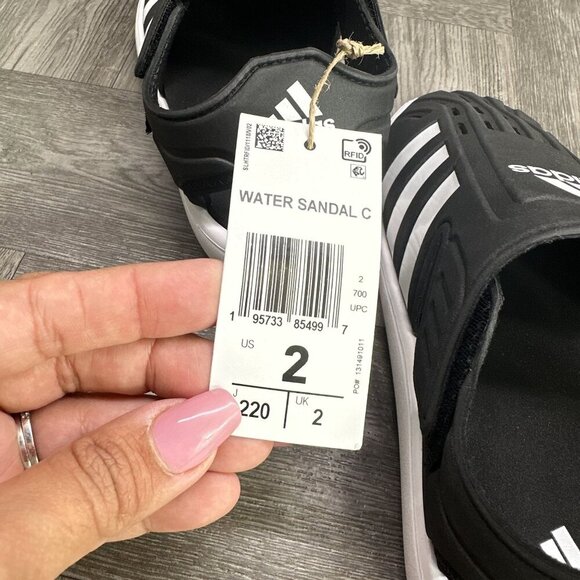 Adidas Kids size 2 Black and White Water Sandal - Picture 8 of 8
